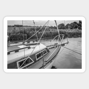 Front end of boat moored on the Norfolk Broads Sticker